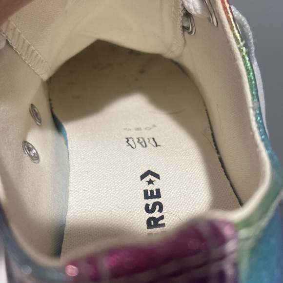 Big Girls Size 3 Metallic Glitter Rainbow Converse RARE - Picture 13 of 15